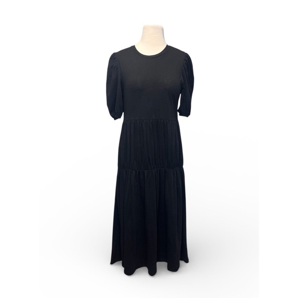 Zara Tiered Maxi Dress‎ Medium Black 100% Cotton Boho Witchy Whimsigoth Sleeves